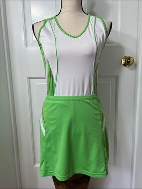 Vintage Bolle White/Lime Green Tennis Set (Top and Skort), Pickleball, Size S